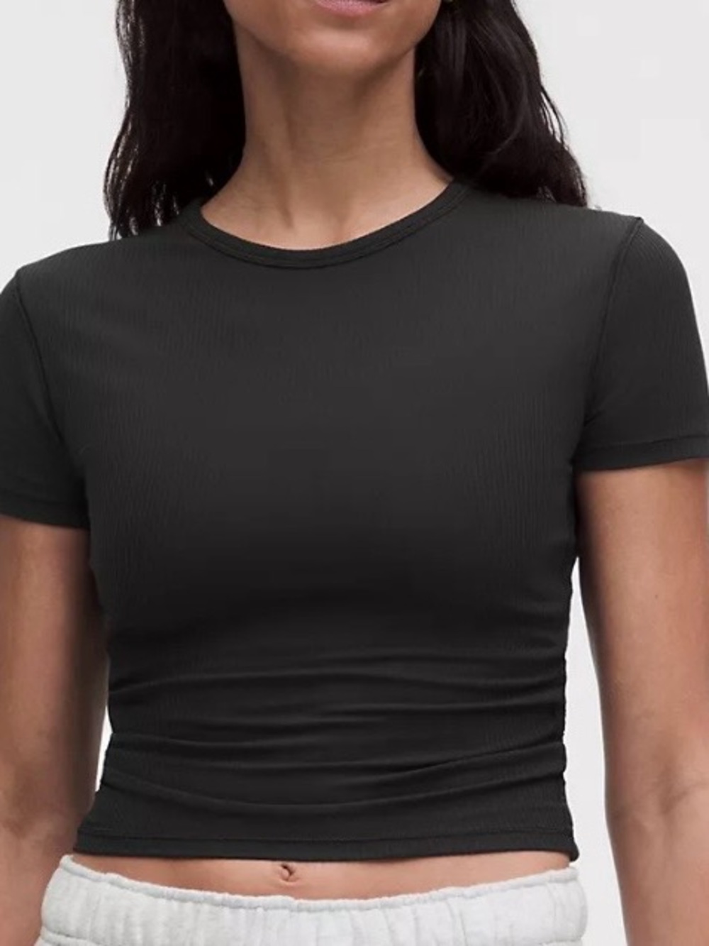 lululemon athletica Black Side-Ruched Short Sleeve Crop Top